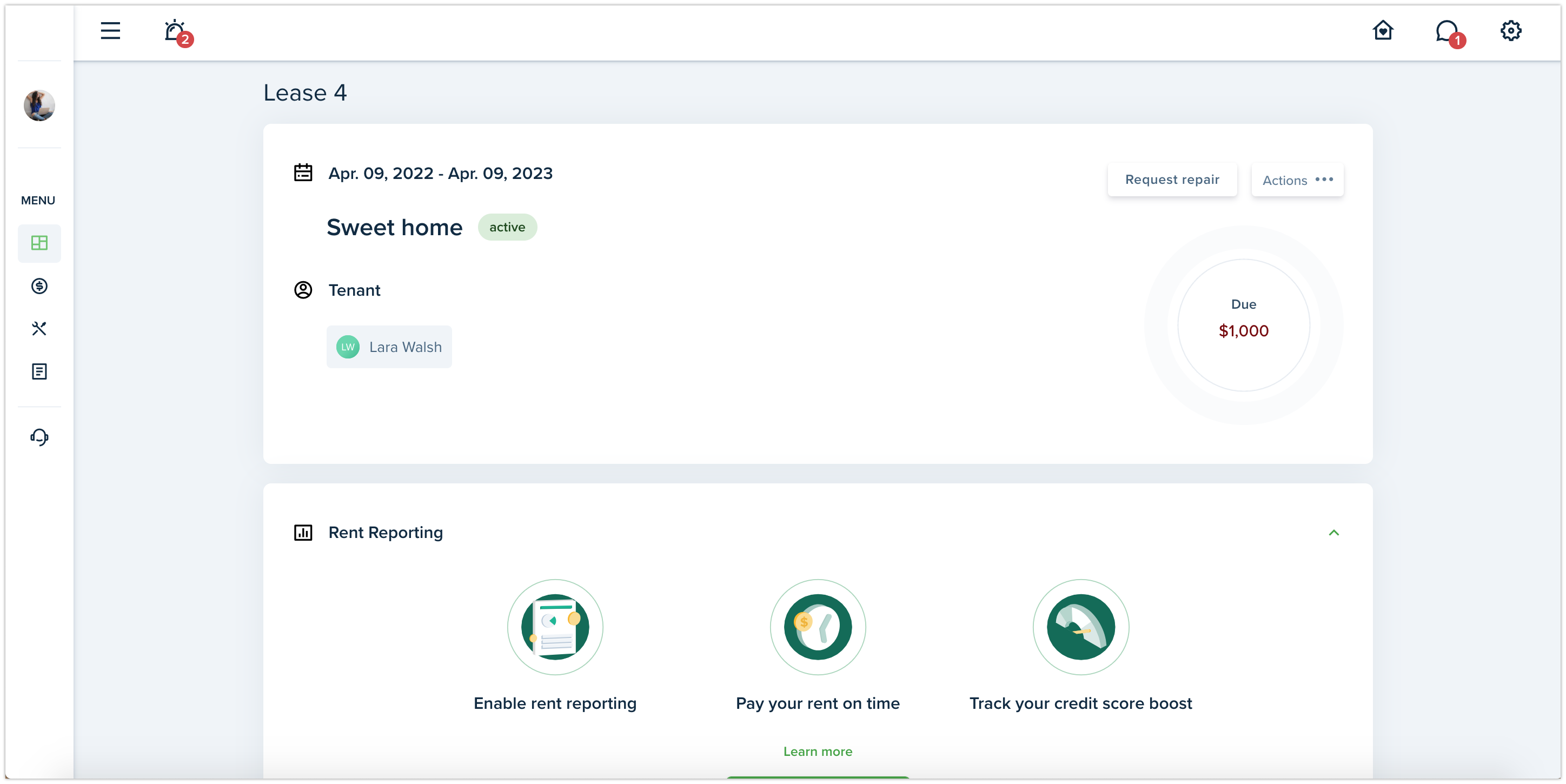 New design of Tenant Dashboard